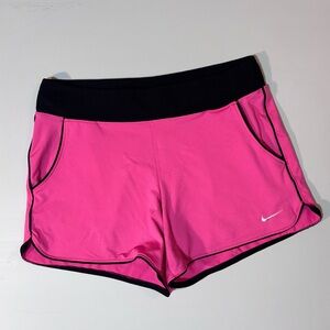 Nike Women's Bright Pink and Black Athletic Shorts